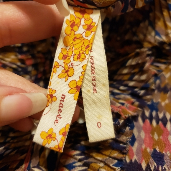 Maeve Dress with Ruffled Printed Top and Navy Skirt Sz 0 - Picture 4 of 8